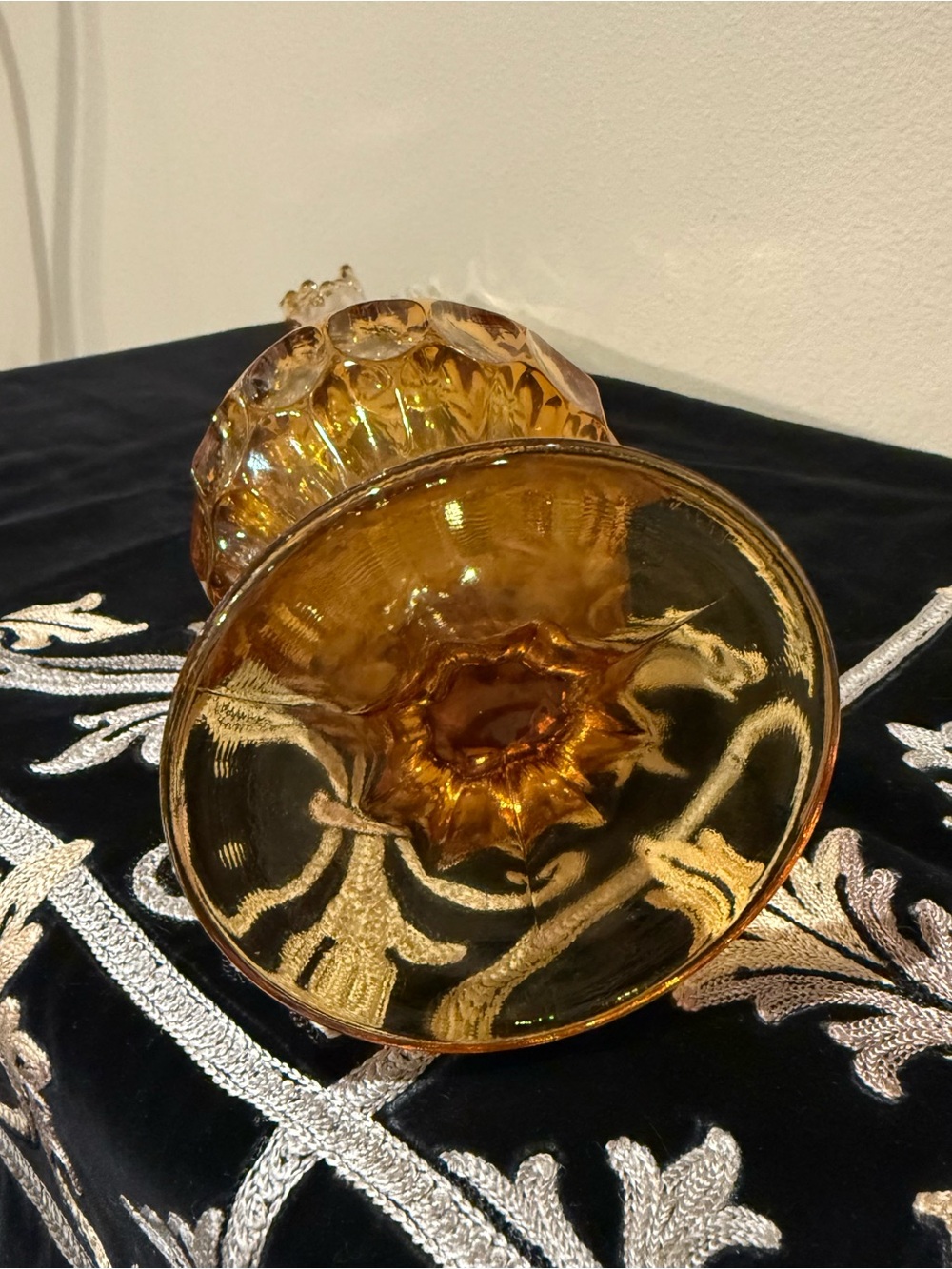 Fenton Colonial Amber Thumbprint Swung Vase 18.5" Vintage MCM Glass - Picture 8 of 11